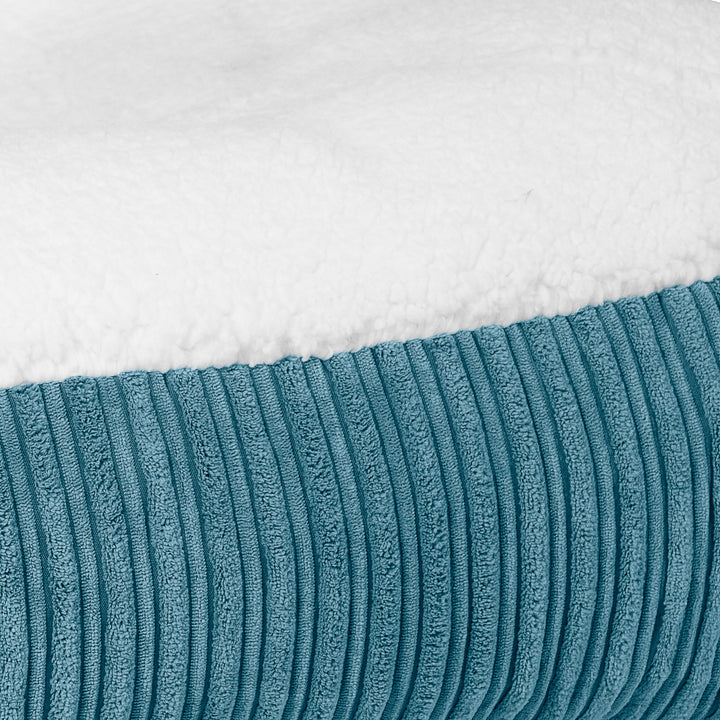 Sloucher Hundeseng Stor - Sherpa & Jernbanefløjl Turkis Blå 03