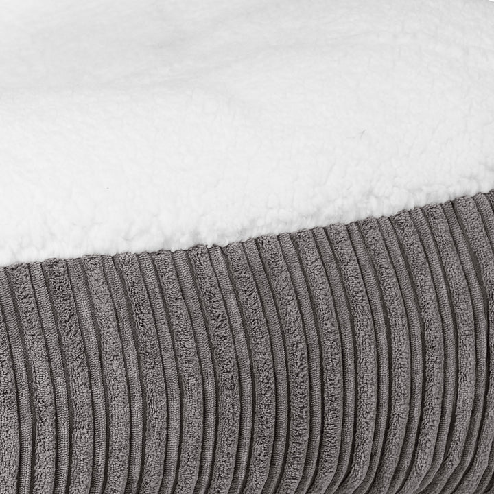 Sloucher Hundeseng Stor - Sherpa & Jernbanefløjl Grafit Grå 03