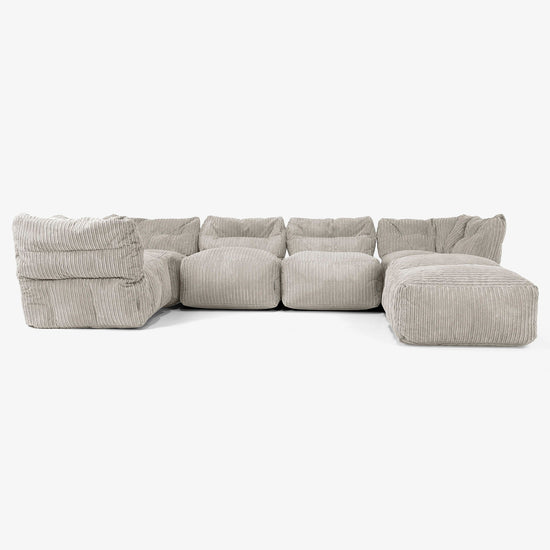 5-personers Modulsofa med Chaiselong - Klassisk Jernbanefløjl Mink 01