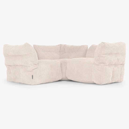 3-personers Modulsofa Hjørnesofa - Klassisk Jernbanefløjl Elfenben 01