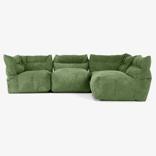 4-personers Modulsofa - Klassisk Jernbanefløjl Skovgrøn 03