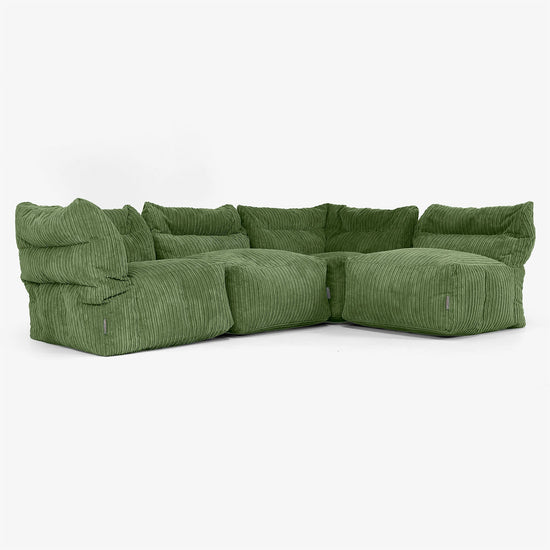 4-personers Modulsofa - Klassisk Jernbanefløjl Skovgrøn 04