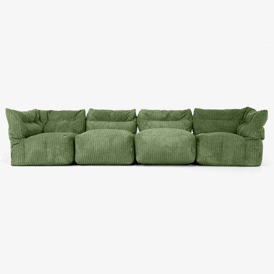 4-personers Modulsofa - Klassisk Jernbanefløjl Skovgrøn 01