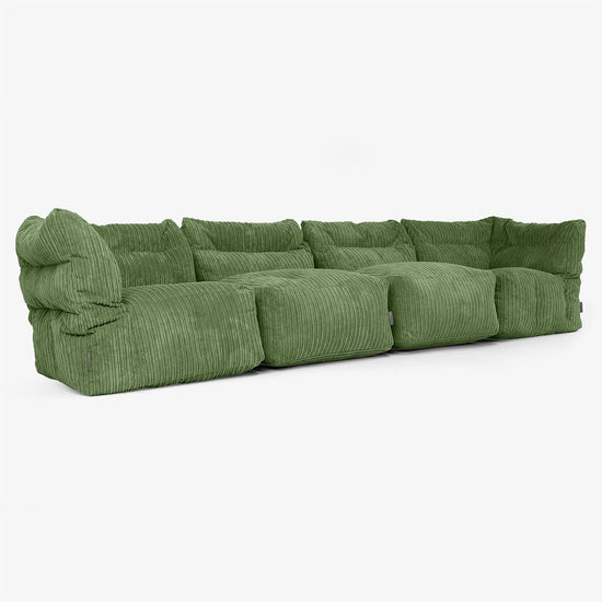 4-personers Modulsofa - Klassisk Jernbanefløjl Skovgrøn 02