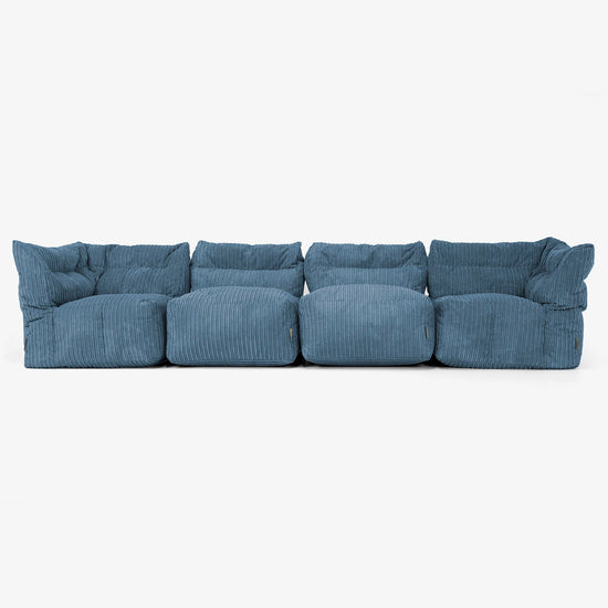 4-personers Modulsofa - Klassisk Jernbanefløjl Navy 01