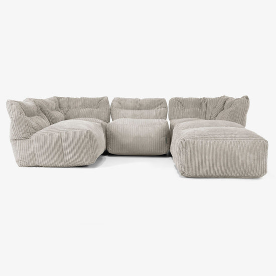 4-personers Modulsofa med Chaiselong - Klassisk Jernbanefløjl Mink 03