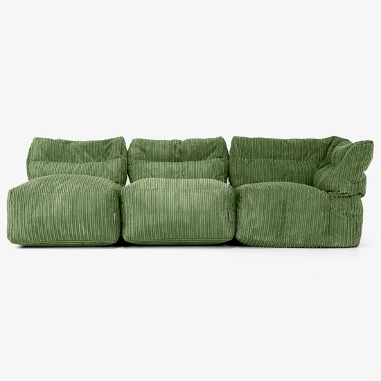 3-personers Modulsofa uden Armlæn - Klassisk Jernbanefløjl Skovgrøn 04