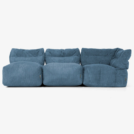 3-personers Modulsofa uden Armlæn - Klassisk Jernbanefløjl Navy 04