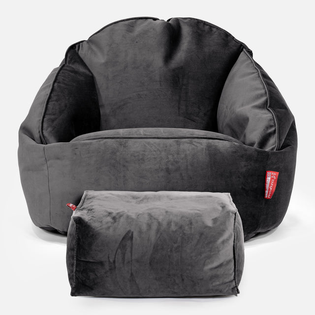 Bubble-sækkestol - Fløjl Grafit Grå 02