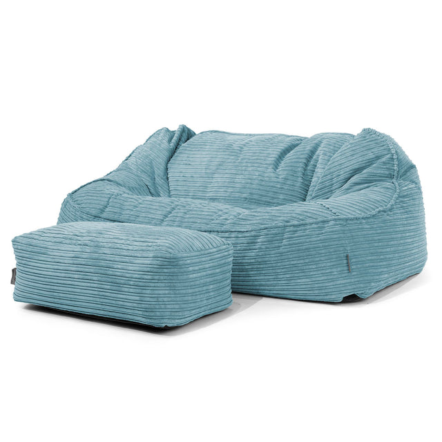 Sloucher Oversized Sækkesofa - Klassisk Jernbanefløjl Turkis Blå 02