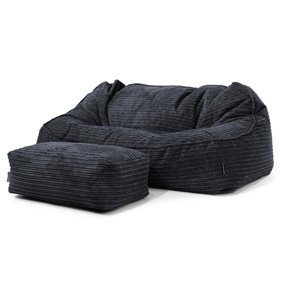 Sloucher Oversized Sækkesofa - Klassisk Jernbanefløjl Sort 02