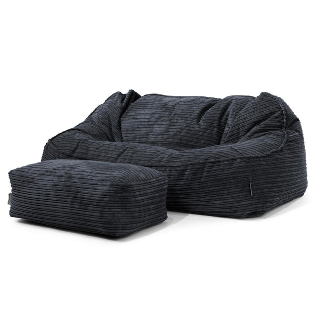 Sloucher Oversized Sækkesofa - Klassisk Jernbanefløjl Sort 02