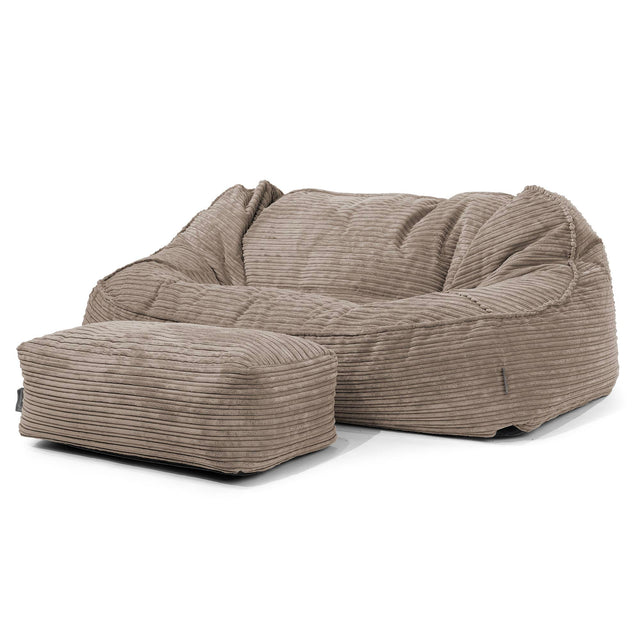 Sloucher Oversized Sækkesofa - Klassisk Jernbanefløjl Duegrå 02
