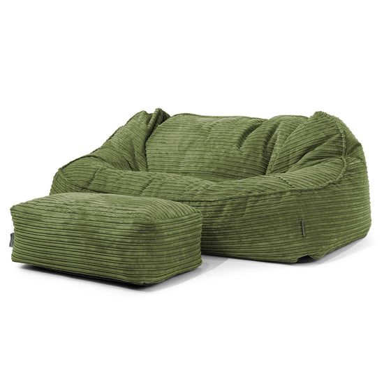 Sloucher Oversized Sækkesofa - Klassisk Jernbanefløjl Skovgrøn 02