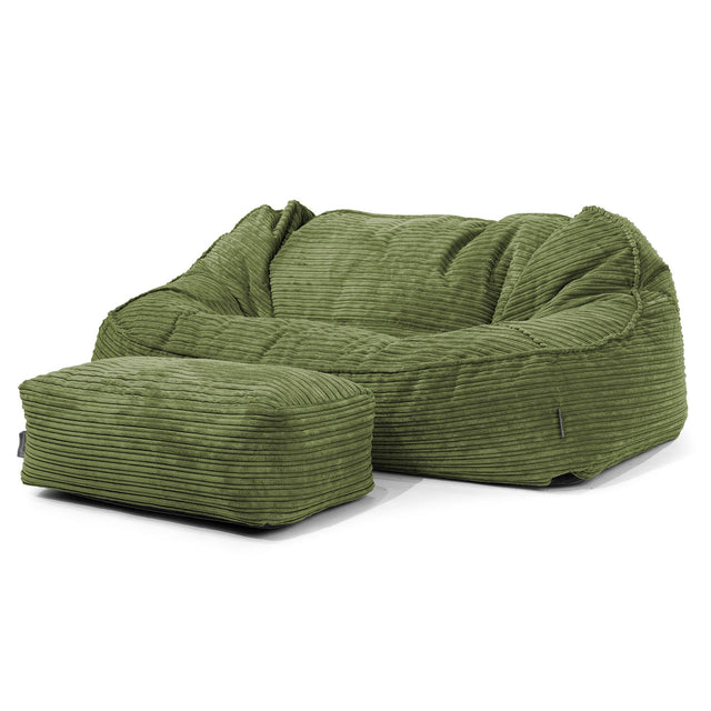 Sloucher Oversized Sækkesofa - Klassisk Jernbanefløjl Skovgrøn 02