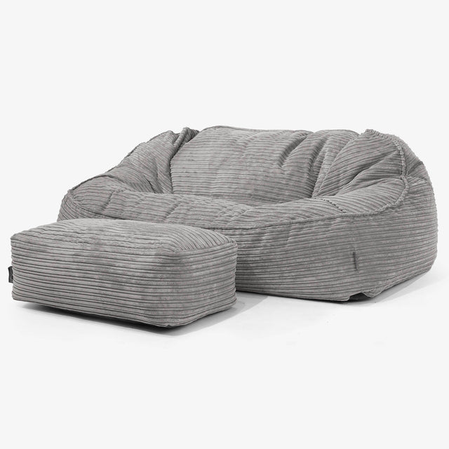 Sloucher Oversized Sækkesofa - Klassisk Jernbanefløjl Grafit Grå 02