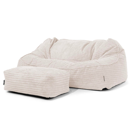 Sloucher Oversized Sækkesofa - Klassisk Jernbanefløjl Elfenben 02