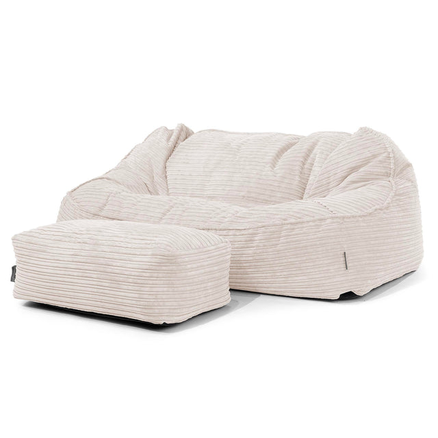 Sloucher Oversized Sækkesofa - Klassisk Jernbanefløjl Elfenben 02