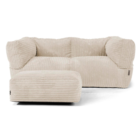 Albert Sækkestol Sofa 2 pers - Klassisk Jernbanefløjl Cremefarvet 02