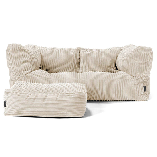 Albert Sækkestol Sofa 2 pers - Klassisk Jernbanefløjl Cremefarvet 02