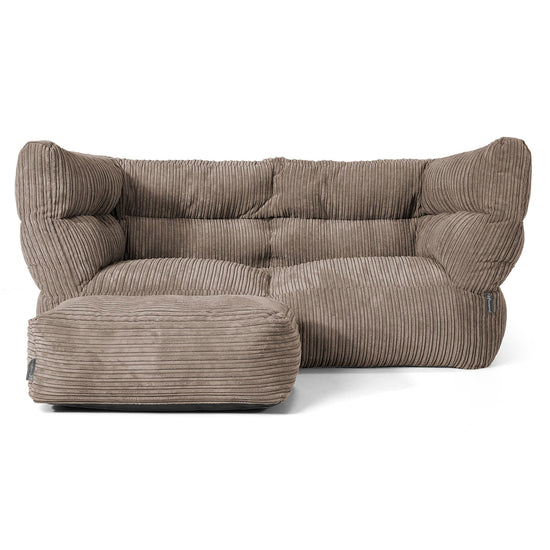 Louis Sækkestol Sofa 2 pers - Klassisk Jernbanefløjl Duegrå 02