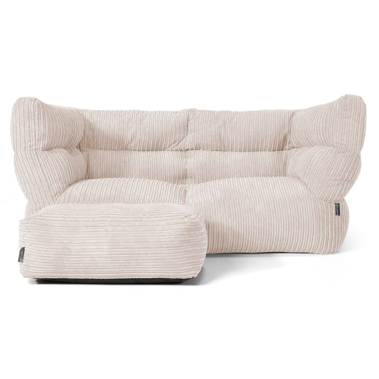 Louis Sækkestol Sofa 2 pers - Klassisk Jernbanefløjl Elfenben 02