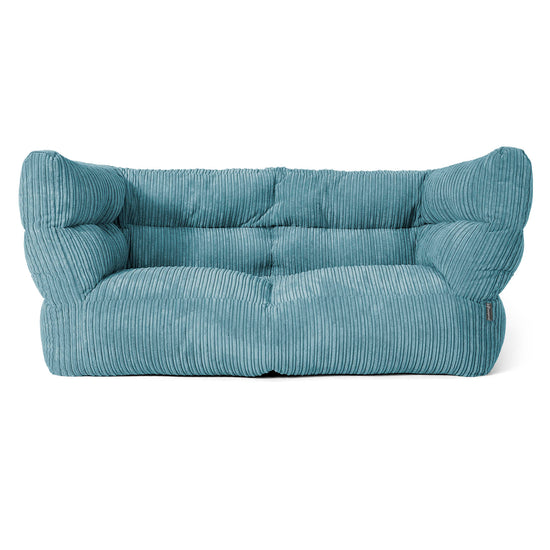 Louis Sækkestol Sofa 2 pers - Klassisk Jernbanefløjl Turkis Blå 01