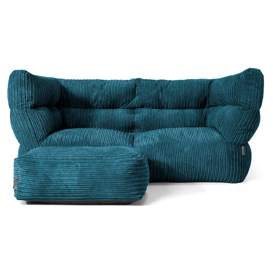 Louis Sækkestol Sofa 2 pers - Klassisk Jernbanefløjl Turkis 02