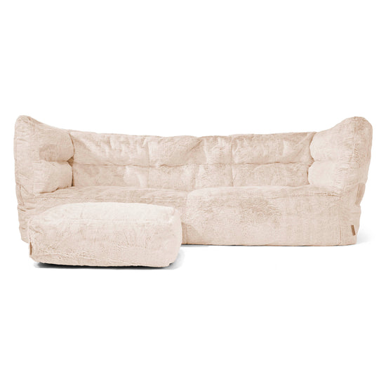 Louis Sækkestol Sofa 3 pers - Imiteret Kaninpels Hvid 02