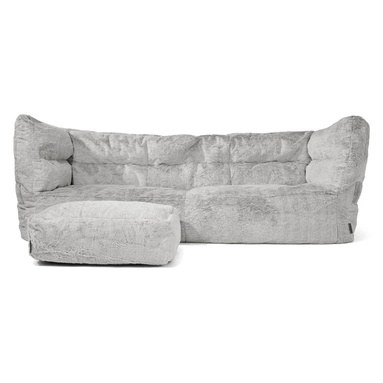 Louis Sækkestol Sofa 3 pers - Imiteret Kaninpels Lysegrå 02