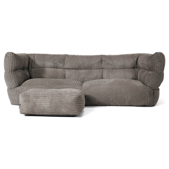 Louis Sækkestol Sofa 3 pers - Klassisk Jernbanefløjl Grafit Grå 02