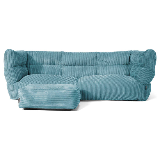 Louis Sækkestol Sofa 3 pers - Klassisk Jernbanefløjl Turkis Blå 02