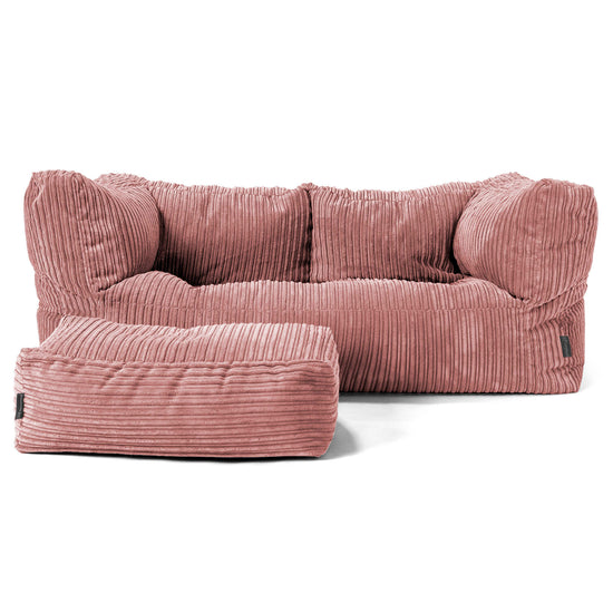 Albert Sækkestol Sofa 2 pers - Klassisk Jernbanefløjl Fersken 02