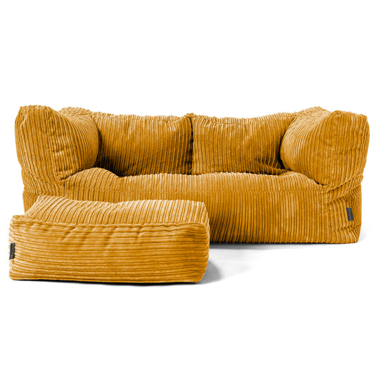 Albert Sækkestol Sofa 2 pers - Klassisk Jernbanefløjl Gylden Honning 02