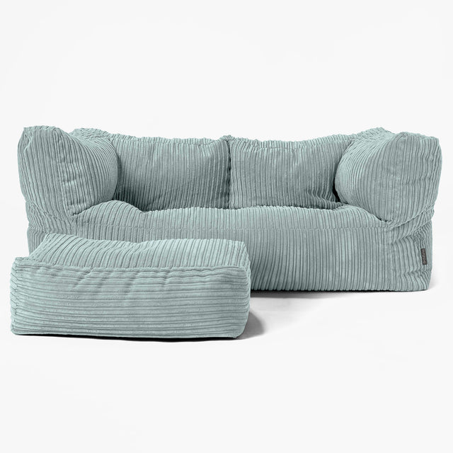 Albert Sækkestol Sofa 2 pers - Klassisk Jernbanefløjl Mintgrøn 02