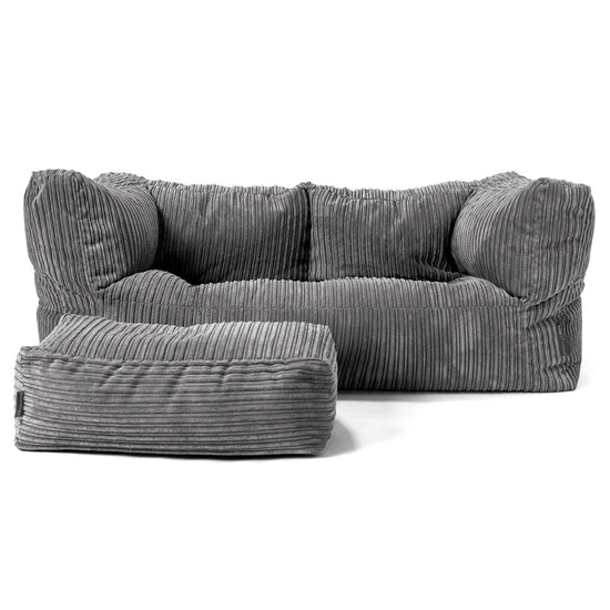 Albert Sækkestol Sofa 2 pers - Klassisk Jernbanefløjl Skifergrå 02