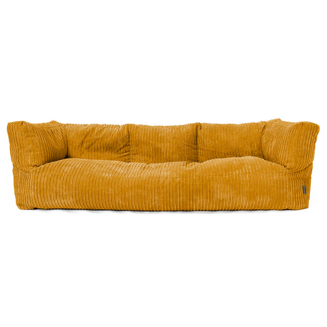 Albert Sækkestol Sofa 3 pers - Klassisk Jernbanefløjl Gylden Honning 01