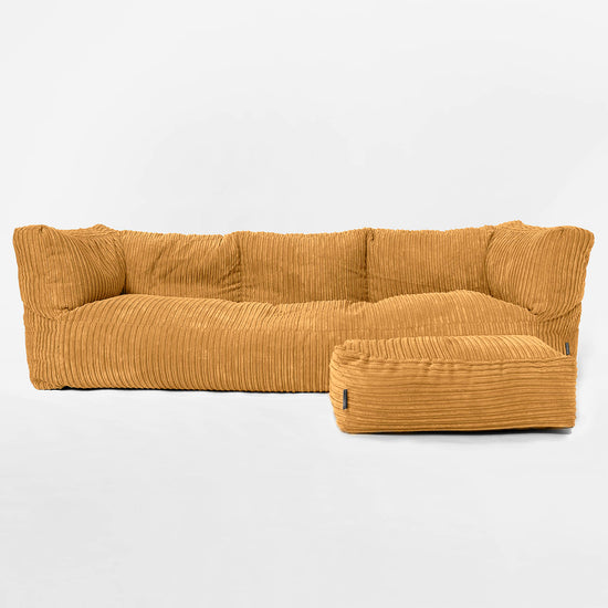Albert Sækkestol Sofa 3 pers - Klassisk Jernbanefløjl Gylden Honning 01