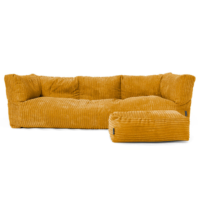 Albert Sækkestol Sofa 3 pers - Klassisk Jernbanefløjl Gylden Honning 01