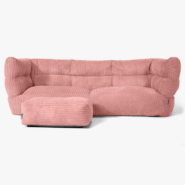 Albert Sækkestol Sofa 3 pers 2.0 - Klassisk Jernbanefløjl Fersken 02