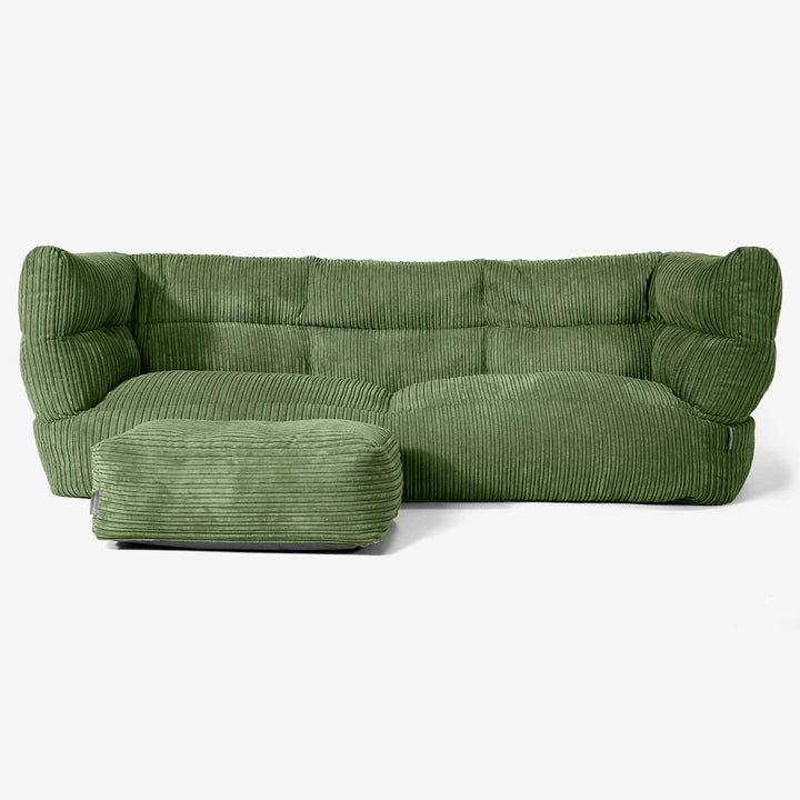 Albert Sækkestol Sofa 3 pers 2.0 - Klassisk Jernbanefløjl Skovgrøn 02