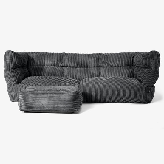 Albert Sækkestol Sofa 3 pers 2.0 - Klassisk Jernbanefløjl Sort 02