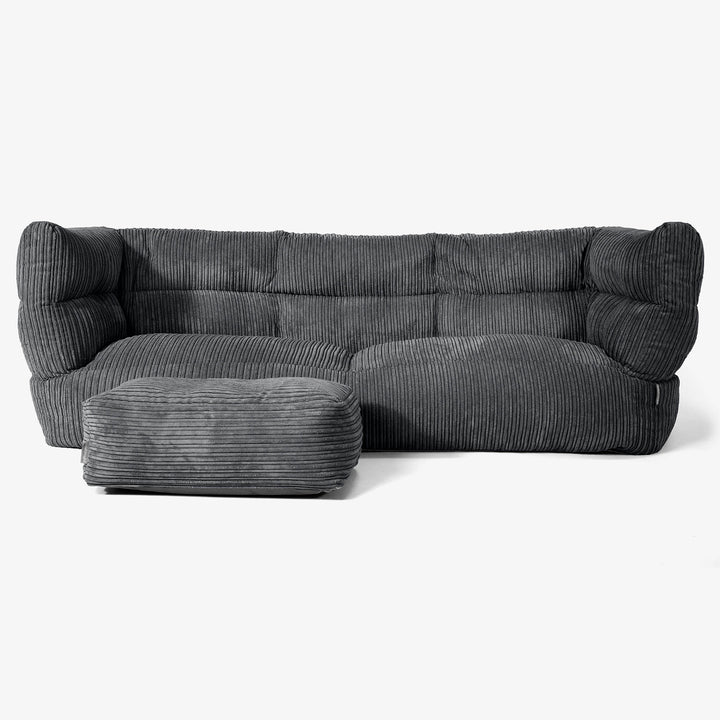 Albert Sækkestol Sofa 3 pers 2.0 - Klassisk Jernbanefløjl Sort 02