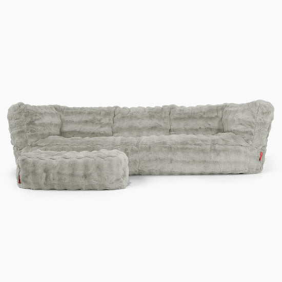 Albert Sækkestol Sofa 3 pers-Imiteret Pels Bubble Salviegrøn 02