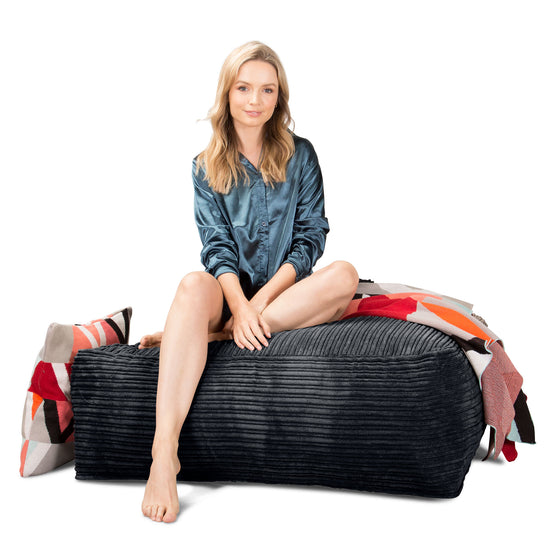 CloudSac 250 Fodskammel Puf med Memory Skum - Klassisk Jernbanefløjl Sort 02