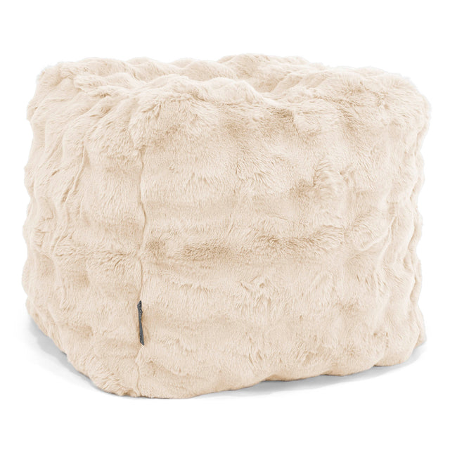 Cube Fodskammel Puf-Imiteret Pels Bubble Cremefarvet 01