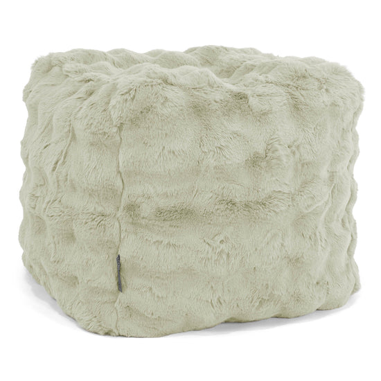 Cube Fodskammel Puf-Imiteret Pels Bubble Salviegrøn 01