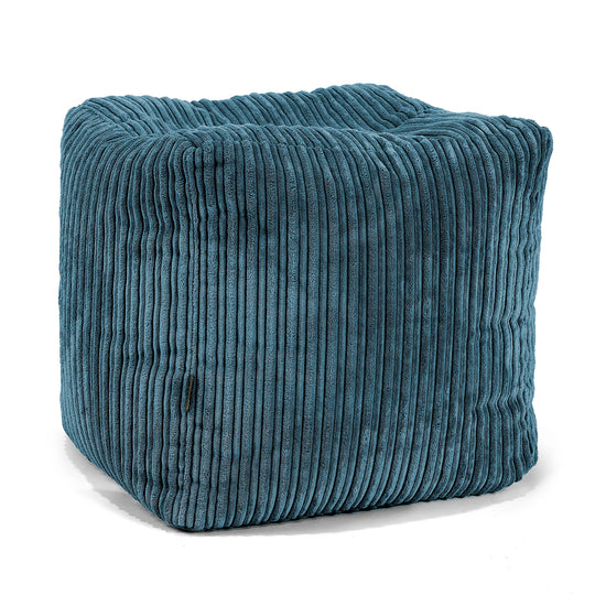 Cube Fodskammel Puf - Klassisk Jernbanefløjl Navy 01