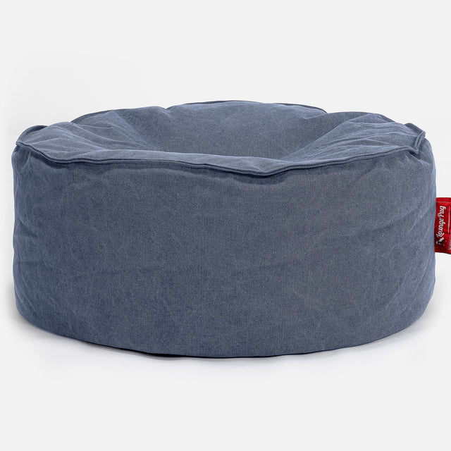 Rund Puf Udskifteligt betræk - Stonewashed denim 01