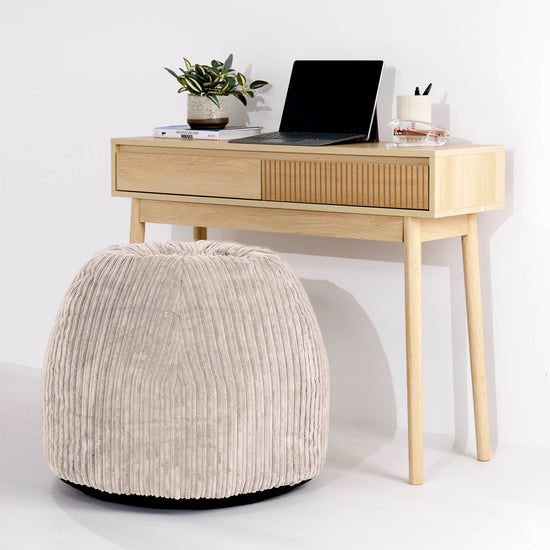 Ergonomisk Kontor-pouf Stol - Klassisk Jernbanefløjl Elfenben - 02